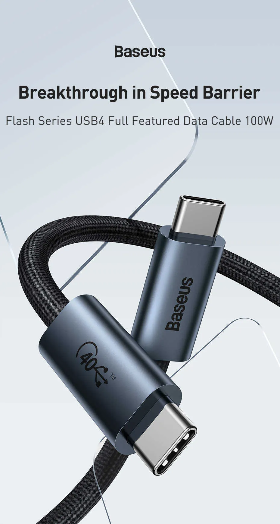 baseus USB CケーブルPD 100W高速充電USBタイプCデータケーブルサポート40GBPS MacBook Pro iPad Pro54494292639の高速伝送