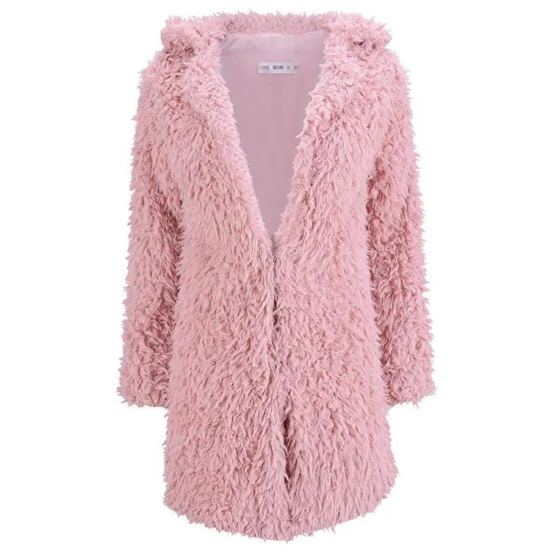 Женские пальто искусственного меха моды имитация пальто с длинным рукавом свободные Тедди осень зима плюс размер 210513