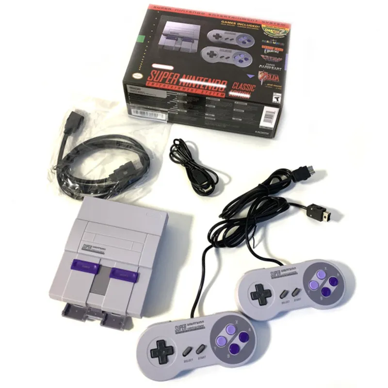 Super Mini Nostalgic Host Game Consoles 21 TV -videospel handhållen spelare för SNES 16 -bitar Gamesole med detaljhandelsboxar6751560