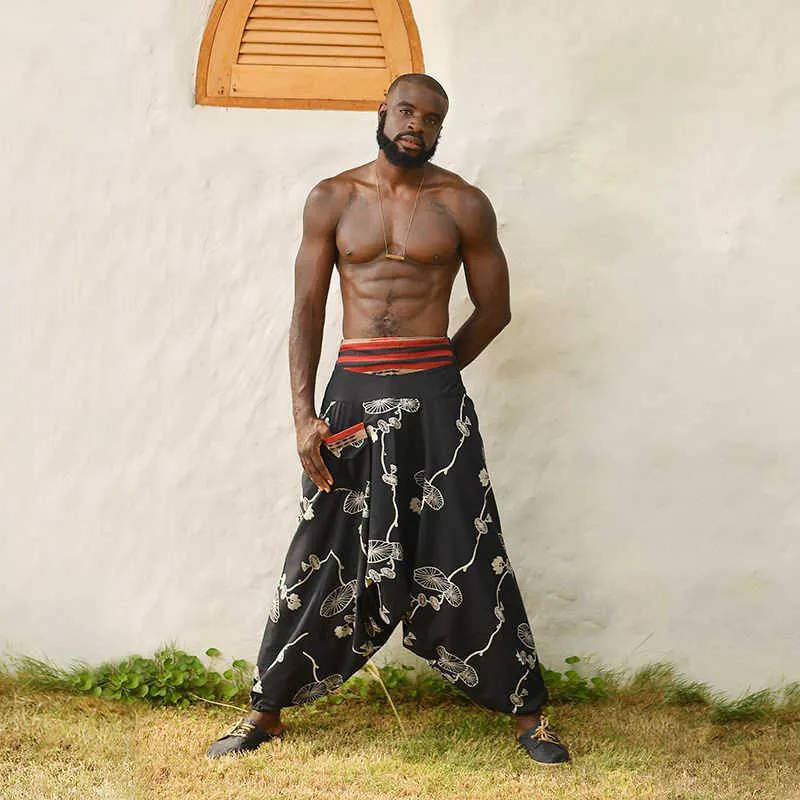Druk Druk Spodnie krzyżowe Mężczyźni Kobiety Przyczynowe Hippie Joggers Unisex Baggy Harem Luźne Spodnie Hip-Hop Aladdin Latarnia 210715