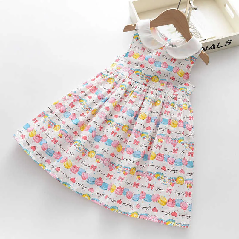 Miłość DDMM Dziewczyny Sukienki Lato Słodkie Dzieci Rainbow Truskawka Drukująca sukienka dla Dziewczyny 3-8 lat Odzież dziecięca 210715