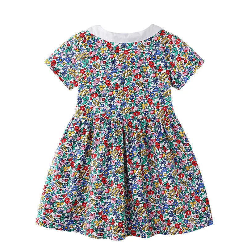 점프 미터 소녀 공주님 드레스 유니콘 인쇄 코튼 아기 의류 동물 파티 드레스 여름 아이 튜닉 frocks 210529
