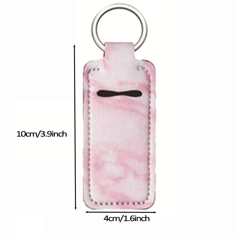 Rectangle Anti-lost Keychain Lipstick Protect Holder Birthday Small Gift Key Ring Bag Pendant Portable Printing Lipsticks Cover BH5977 WLY