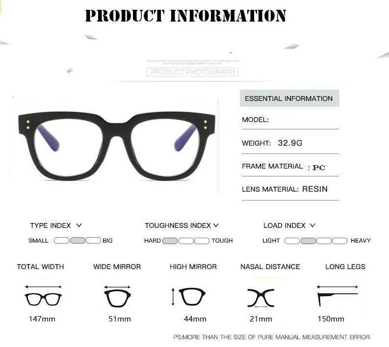 Gafas de marco grande Anti azul para mujer, gafas de bloqueo de luz azul para ordenador, gafas de radiación negras, gafas para hombre Y0831