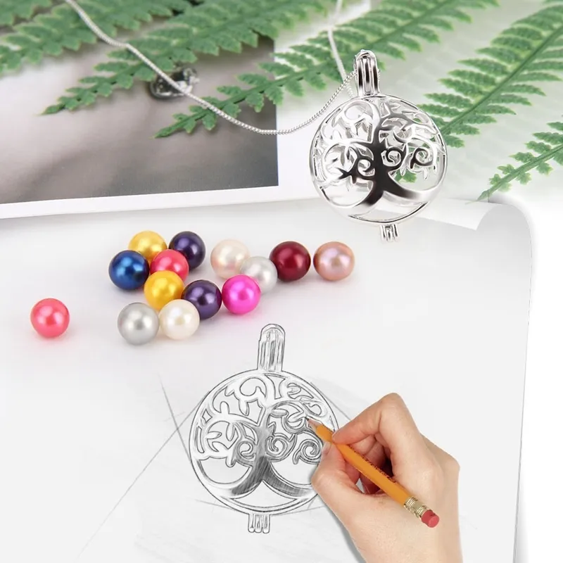 CLUCI Round Life Tree Women for Necklace Making 925 Sterling Silver Pearl Pendant Jewelry SC303SB360O