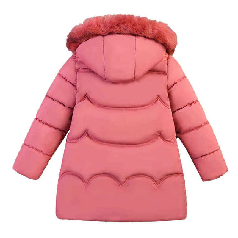 Meisjesjas 4-12Y Winter Cartoon Down Patded Jacket Dikke Warme Meisje Mid-Length Hooded 211203