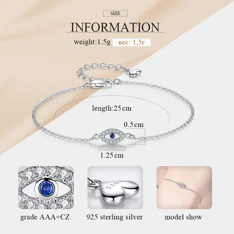 Калетин Lucky Egle Eye Bracelet 925 Серебряные браслеты для женщин Blue Stone CZ Турция Регулируемые мужчины ювелирные изделия Kltb0997046575