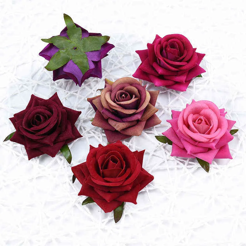 Cadeaux pour femmes 100 pièces roses en flanelle fleurs en soie mur plantes artificielles décoration de mariage à la maison album à faire soi-même boîte à bonbons broche accessoires Photo cadeau