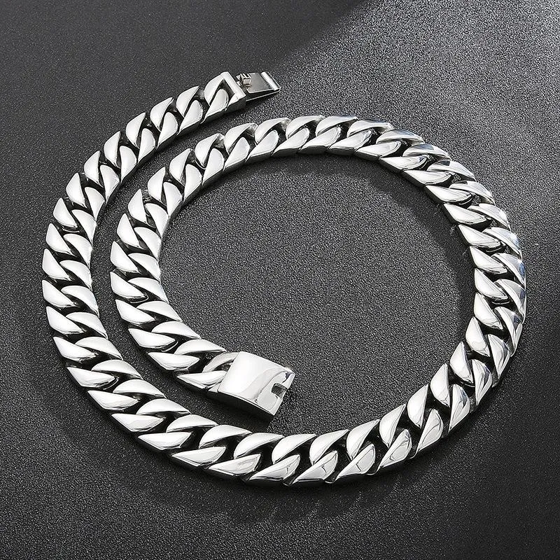 Kedjor 20mm tung punkrockman Guld Curb Cuban Chain Necklace Jewelry Brush Matte 316L Rostfritt stålarmband för män Women2366