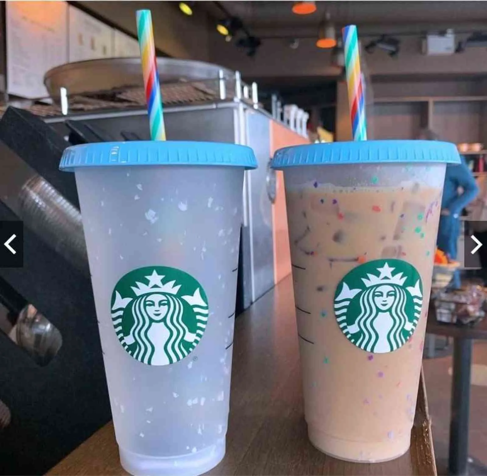 Herbruikbaar 's Starbucks Tumbler kleur veranderen Starbucks Tumbler originele Starbucks Cups PP Food Grade 24oz700ml met stro H112544