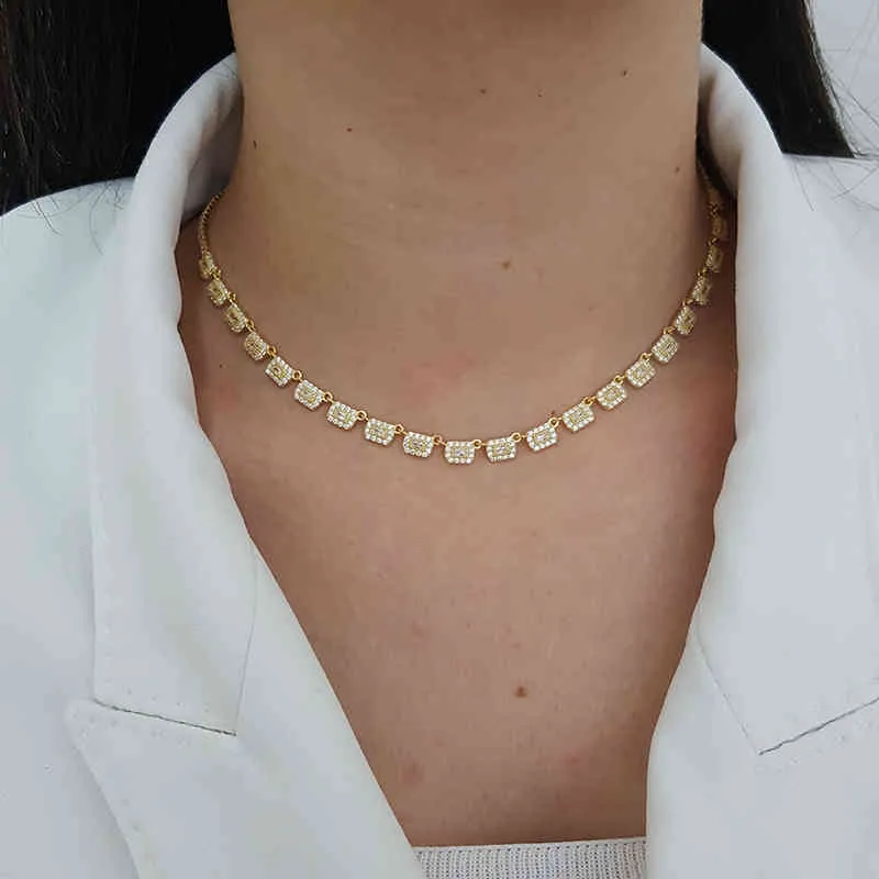 Mode voie navigable 925 argent Baguette collier pour femmes à la mode Super luxe turc beaux bijoux