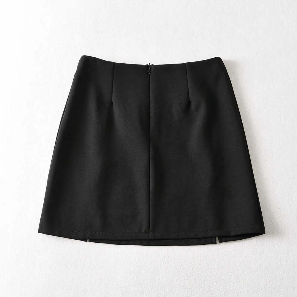 Mini jupe d'été sexy une ligne taille haute dames de bureau split s dos fermeture éclair s bleu violet noir 210621