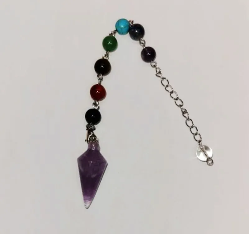 Pendule Ligne Cone Pédentise en pierre guérison des perles de chakra Crystal Quartz Charmes pour collier de bricolage Bijoux de fabrication Color 194