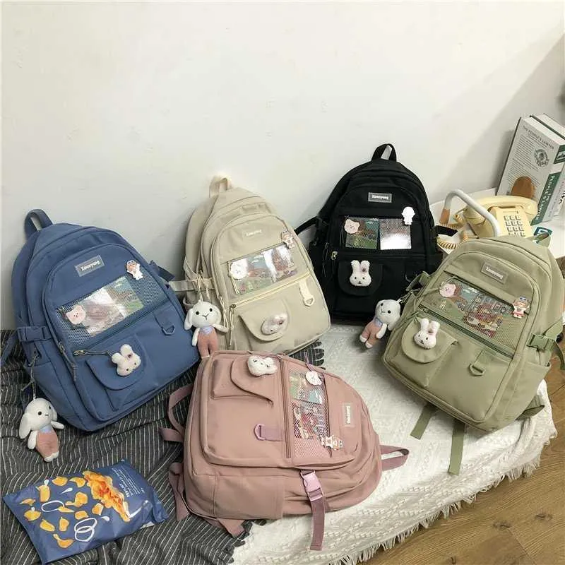 Korea Stil Weibliche Student Laptop Rucksack Nette Mode Buch Schultasche Frauen Kawaii Rucksäcke Harajuku Mädchen Mesh College Tasche 210911