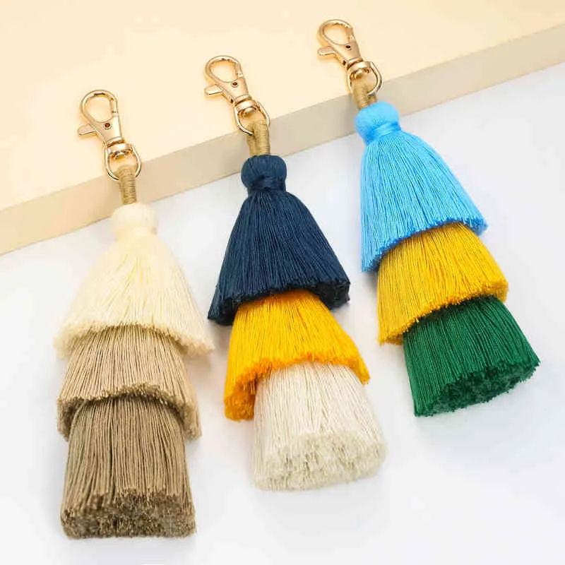 Tassel DIY multi-color combination zinc alloy keychain fashion ladies gift pendant bag decoration accessories two sizes