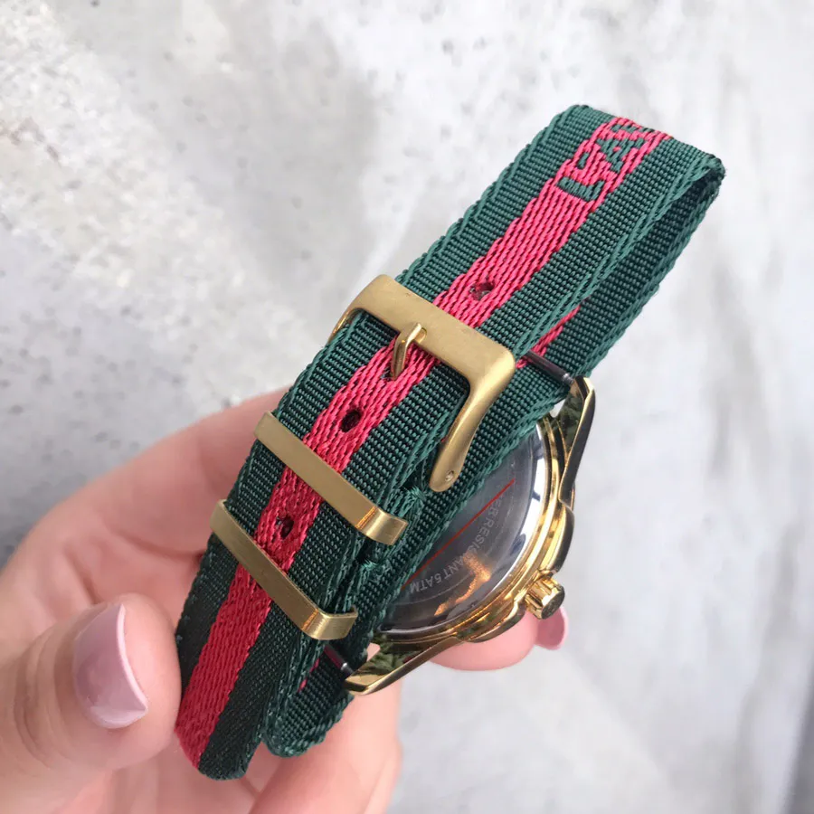 Relojes de pulsera de marca completa a la moda, reloj de cuarzo con banda de lona de lujo para mujer y niña