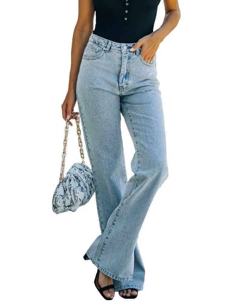 Sommargata ljusfärgade damer jeans lösa slitsar tvättade solida färg enkla mångsidiga bekväma kvinnors byxor ws16 210708