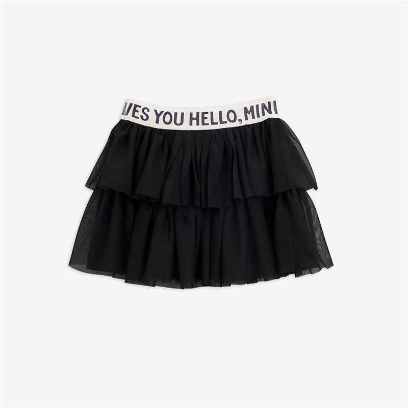 Menina marca design tulle saia preto verde cor sólida crianças malha saias verão primavera roupas inferiores 210619