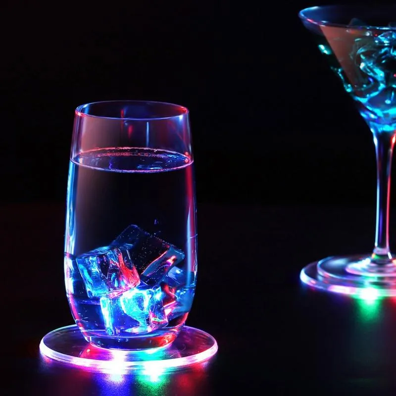 LED Cocktail Luminous Bar Coasters Bartender Lighting Bottom Light Dining Mat Drink Party Decor Mats & Pads2176