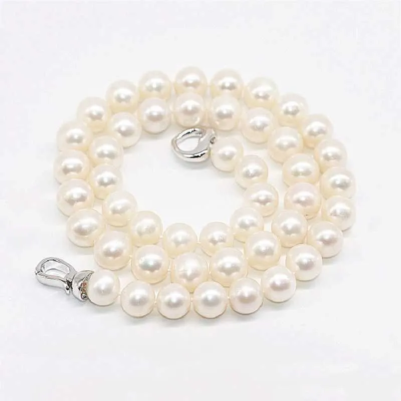 8-9mm White Pearl Necklaces For Women 925 Sterling Silver Round Natural Freshwater Pearl Choker Jewelry Gift