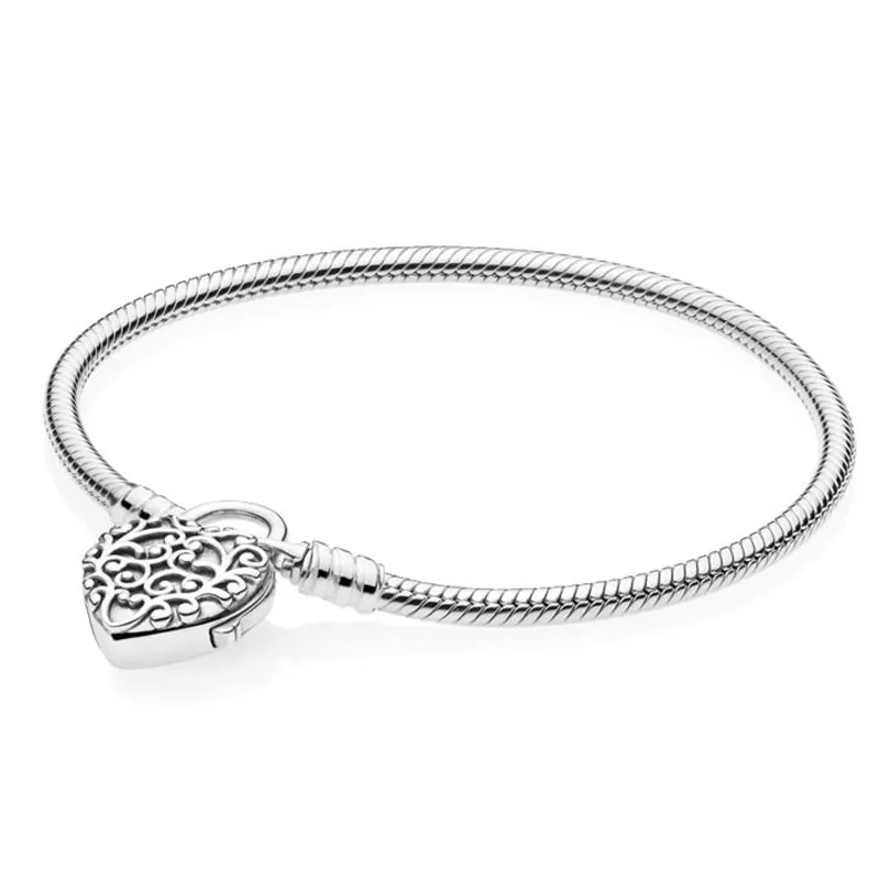 Моменты заблокируют ваше обещание Regal Heart Signature Bracelet Bracelet Faste 925 Серебряный серебряный серебряный серебряный браслет