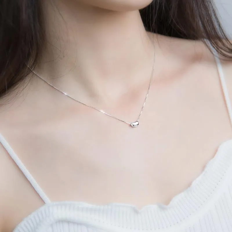 Chains Korea Vintage Gold Silver Color Steel Titanium Acacia Beans Pendant Choker Necklace Jewelry For Women Girls230F