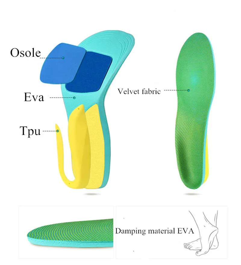 Semelles orthopédiques de soutien de la voûte plantaire des pieds Eva pour chaussures hommes femmes inserts de coussinets semelles de sport à Absorption respirante