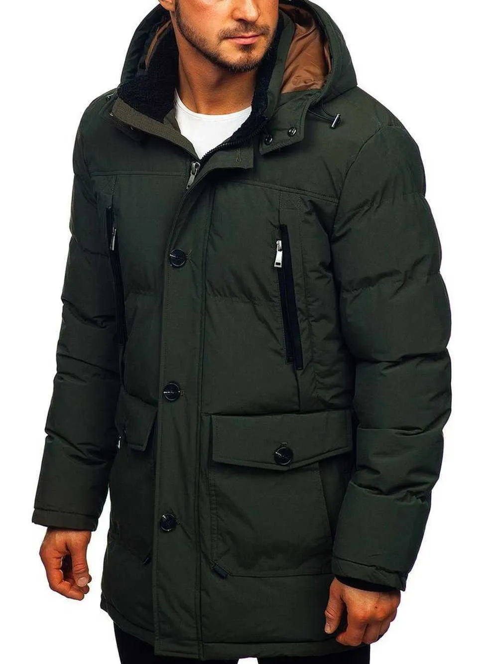 ZOGAA à la mode hommes fermeture éclair à capuche longue veste en coton chaud 211008