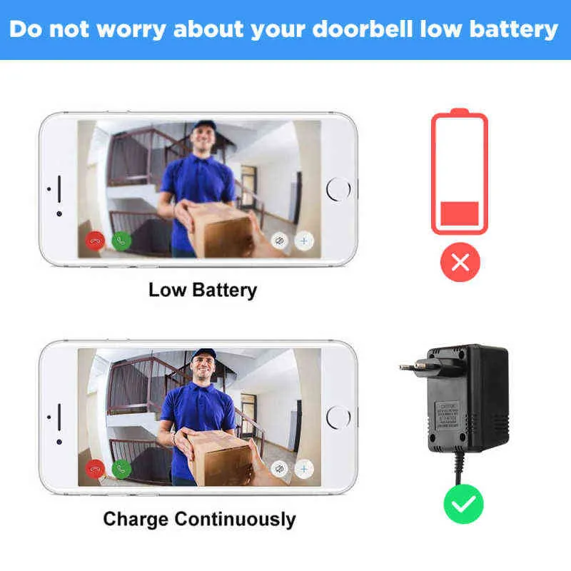 Sans fil intelligent Wifi sonnette caméra téléphone vidéo porte anneau visuel sonnette interphone avec PIR Vision nocturne caméra de sécurité à domicile H1114664950