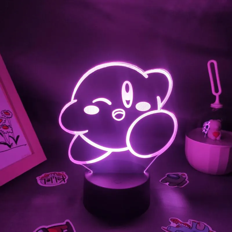 Night Lights Game Kirbys 3D Led RGB Light Colorful Birthday Gift For Friend Kids Children Lava Lamp Bed Gaming Room Decoratio244c