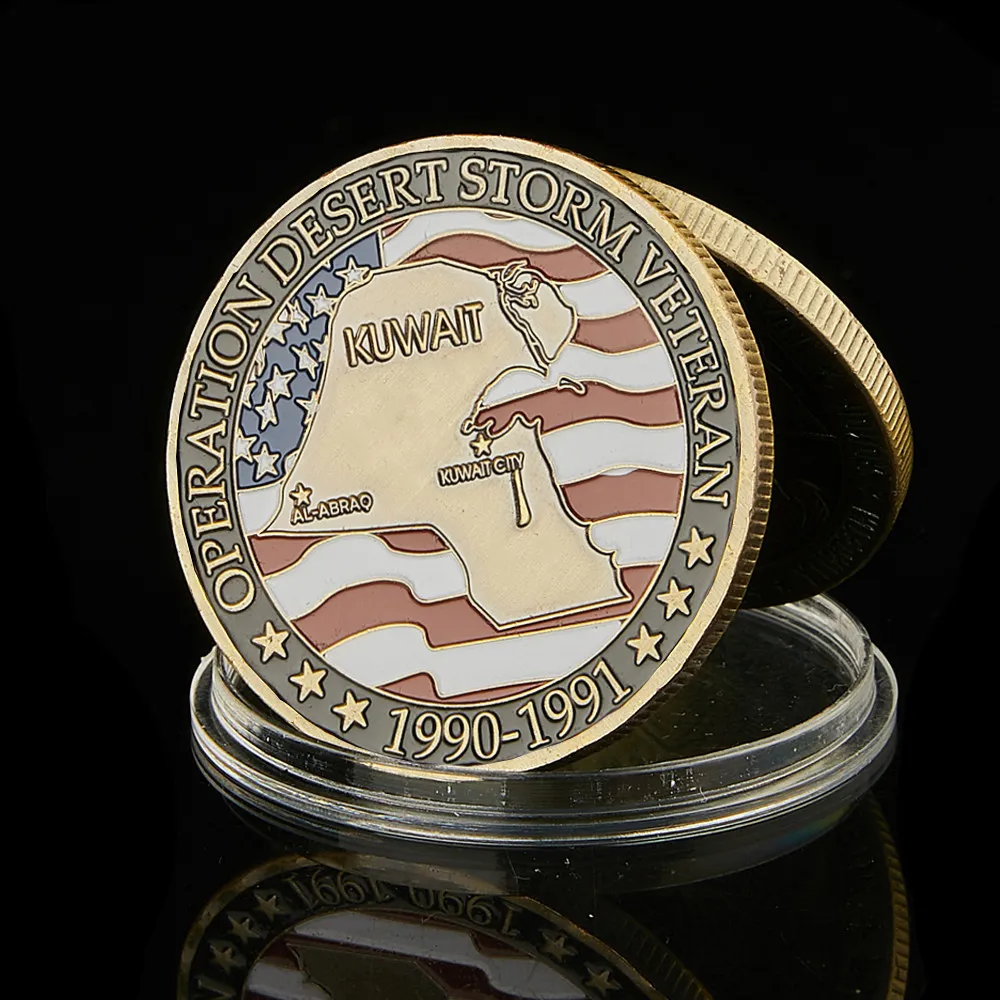 1990-1991 U S Militaire ambacht Koeweit War Operation Desert Storm Veteraan metaalmedaille uitdagingen Coin Collectible waarde231Z