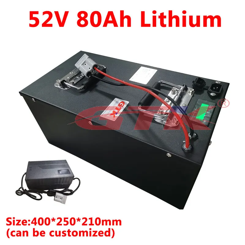충전식 52V 80Ah 리튬 배터리 팩 48V 5000W 오토바이 E- 스쿠터 전원 공급 장치 태양계 + 10A 충전기