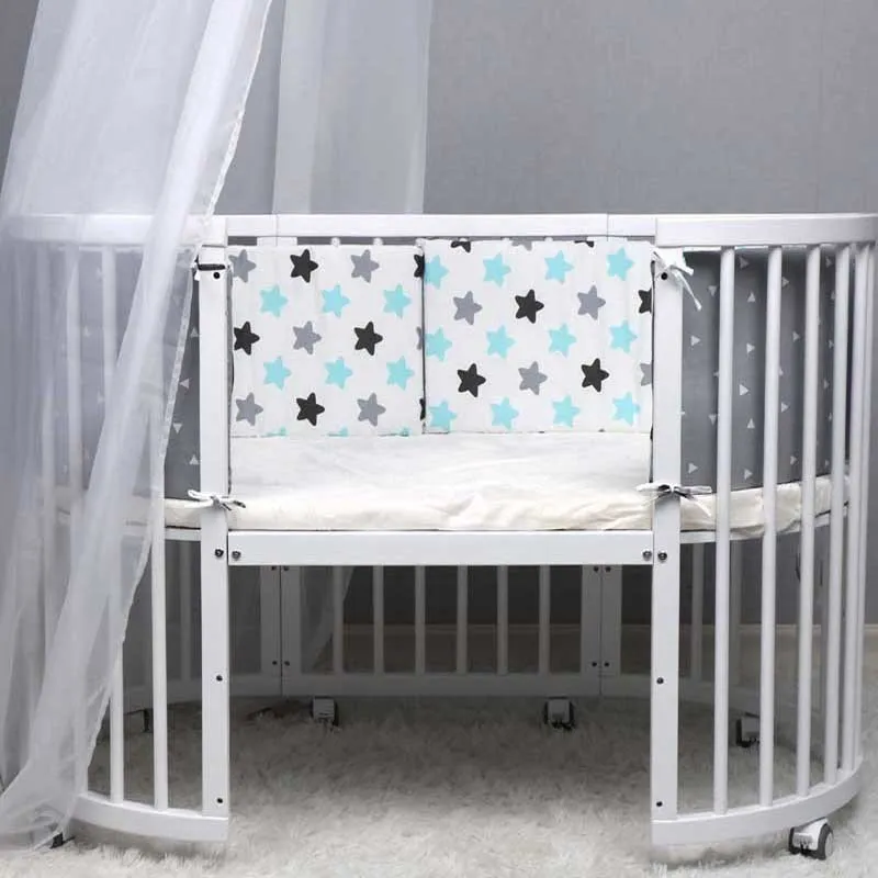 Print Baby Bed Bumper Double-faced Detachable Newborn Crib Around Cot Protector Kids Room Decor