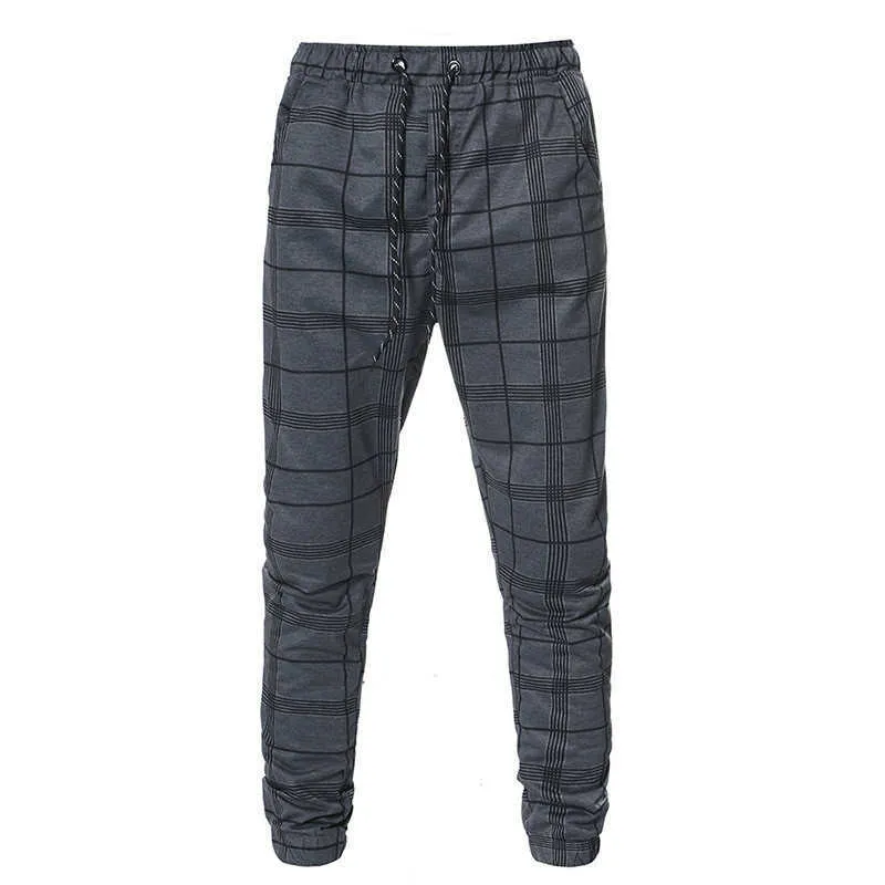 Men's clothing new streetwear men's plaid casual pants jogger brand men's trousers overalls fitness sweatpants X0615