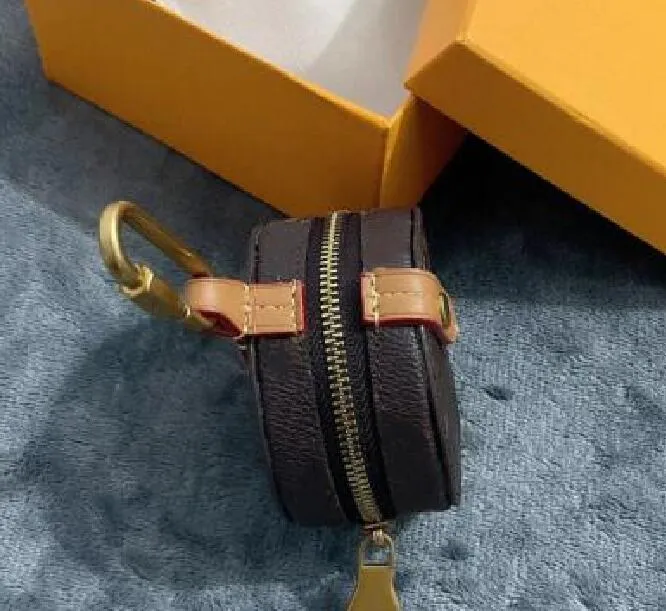 Designer Letter Printing Keychain Wallet Keyring Fashion Purse Pendant Car Chain Charm Brown Flower Mini Coin Holder Keychains Bag220e