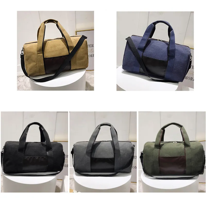 Scione Canvas Simple Travel Luggage Handbags Solid Durable Duffel Shoulder Bags Crossbody Weekend Carry Organizer For Men Women 212348