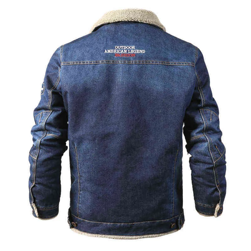 Denim Mens Veste Doublure En Laine Manteaux Plus Épais Hiver Militaire Jeans Veste Hommes Épais Chaud Bomber Armée Hommes Vestes Grande Taille Y1109