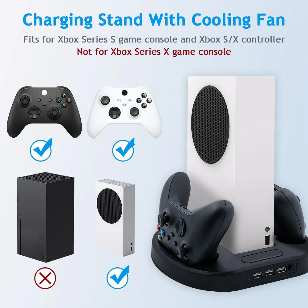 Multifunction Cooling Fan Cooler Base for Xbox Series S Wireless Game Controller Console Charging Station with HUB for Gamepad1242343