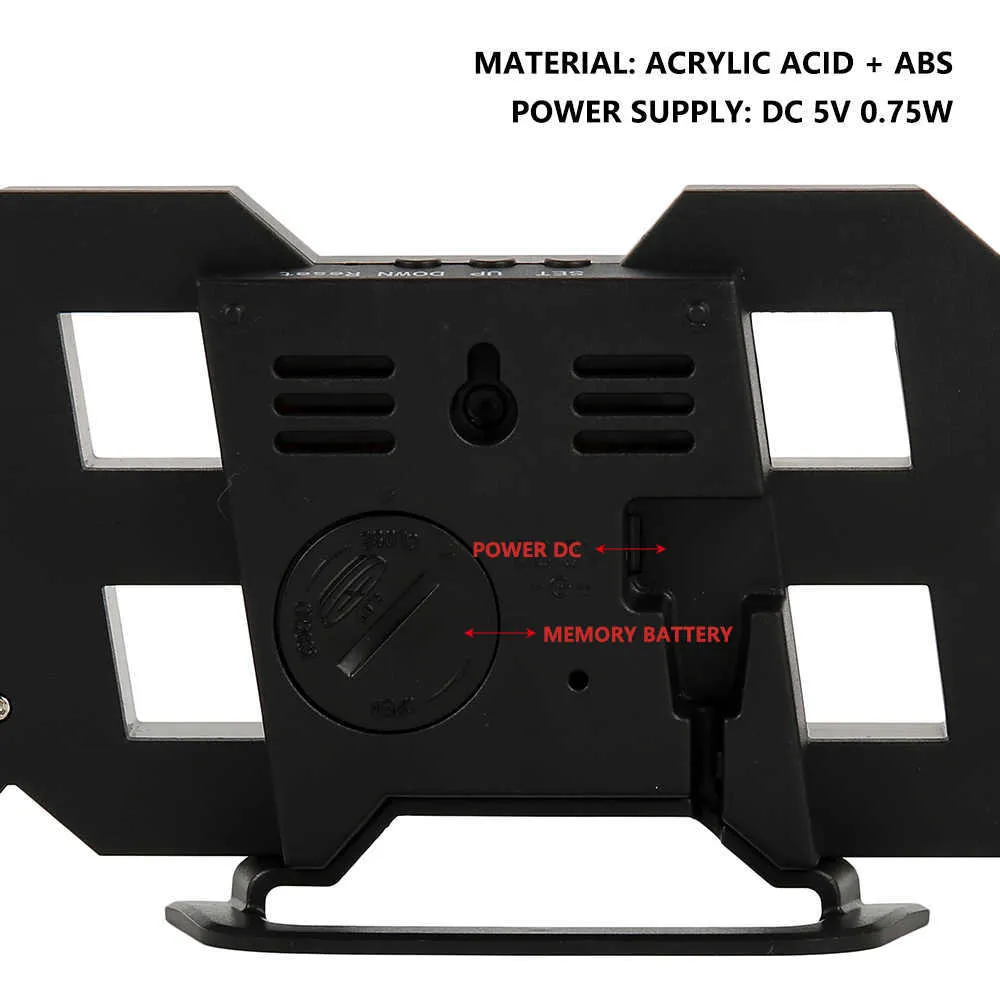 3D Duvar Saati Modern Tasarım Odası Ev Dekorasyonu 211.023 için LED Dijital Saat Alarm Elektronik Karartma Arka Masa Saati Asma Standı