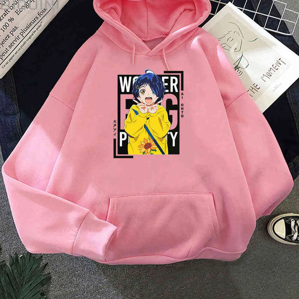 Wonder Ei Prioriteit Anime Hoodies Dames Koreaanse Tops Oversized Sweatshirt Esthetische Kawaii Kleding Lange Mouwen Leuke Streetwear AI 210805