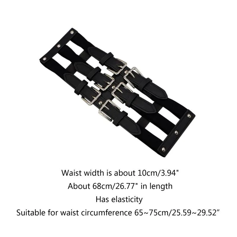 Gürtel Retro Taillendekor Kabelbänder Mode Körperkette Schwarz Goth verstellbarer Schmuck für Frauen und Mädchen349f