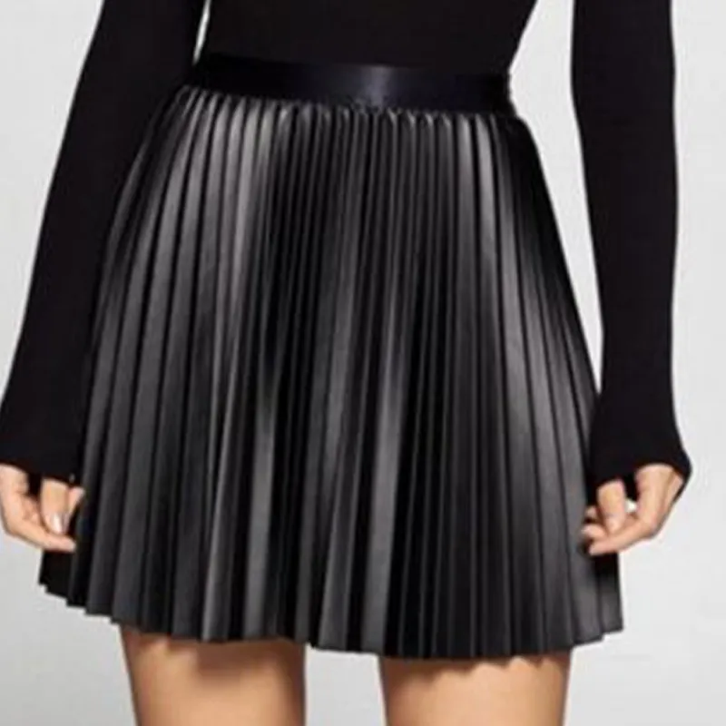 Fashion Black Women Pleated Skirt A-line High Street Sexy Mini Skirt Autumn Winter High Waist Short Skirts Female 210514
