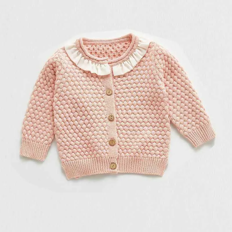 Baby Girl Vêtements d'hiver Col en dentelle Pull à manches longues Manteau + Romper Mignon 2 pièces Ensembles Enfants 0-3 ans E20103 210610