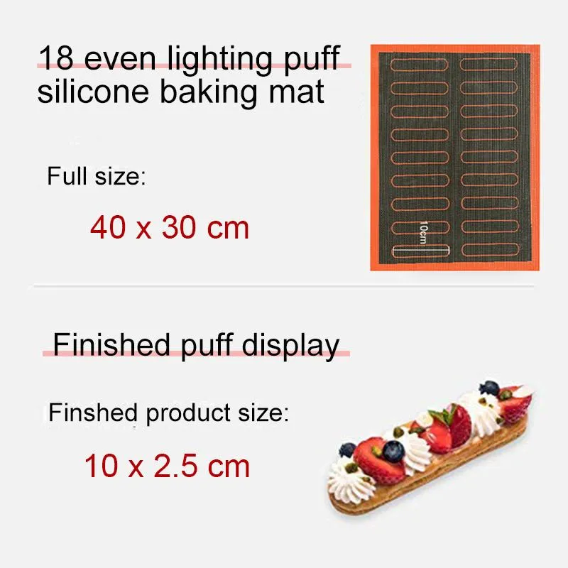 Rolling Pins & Pastry Boards Silicone Mat 18 Eclair Non Stick Puff Perforated Liner Pad Macaron Cookie Bread Mold For Baking Tools251H