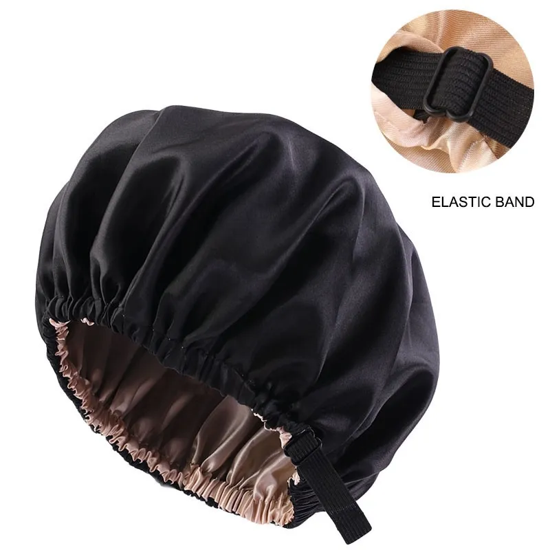 Nouveau bonnet de cheveux en satin pour dormir invisible plat imitation soie ronde soins capillaires femmes chapeaux cérémonie bouton de réglage chapeau de nuit 1840494