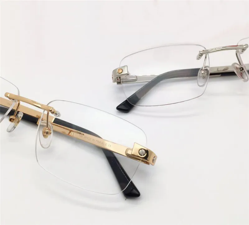 New fashion design optical glasses 0105 square frame rimless transparent lens classic simple and business style eyewear238n
