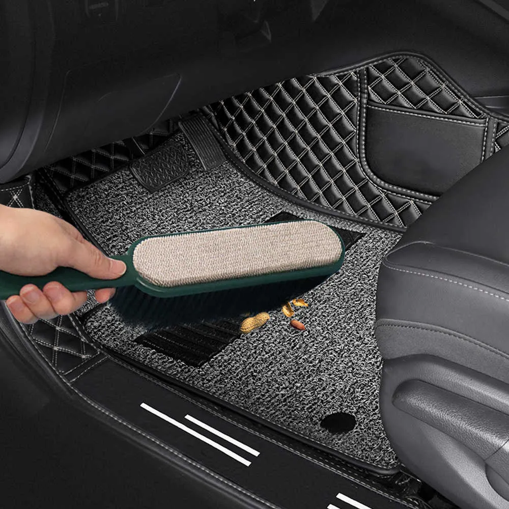 Brosse de dépoussiérage de voiture Portable 2 en 1, brosse douce à main avec autocollant de cheveux pour siège de voiture, Console de tapis, brosse de nettoyage de voiture