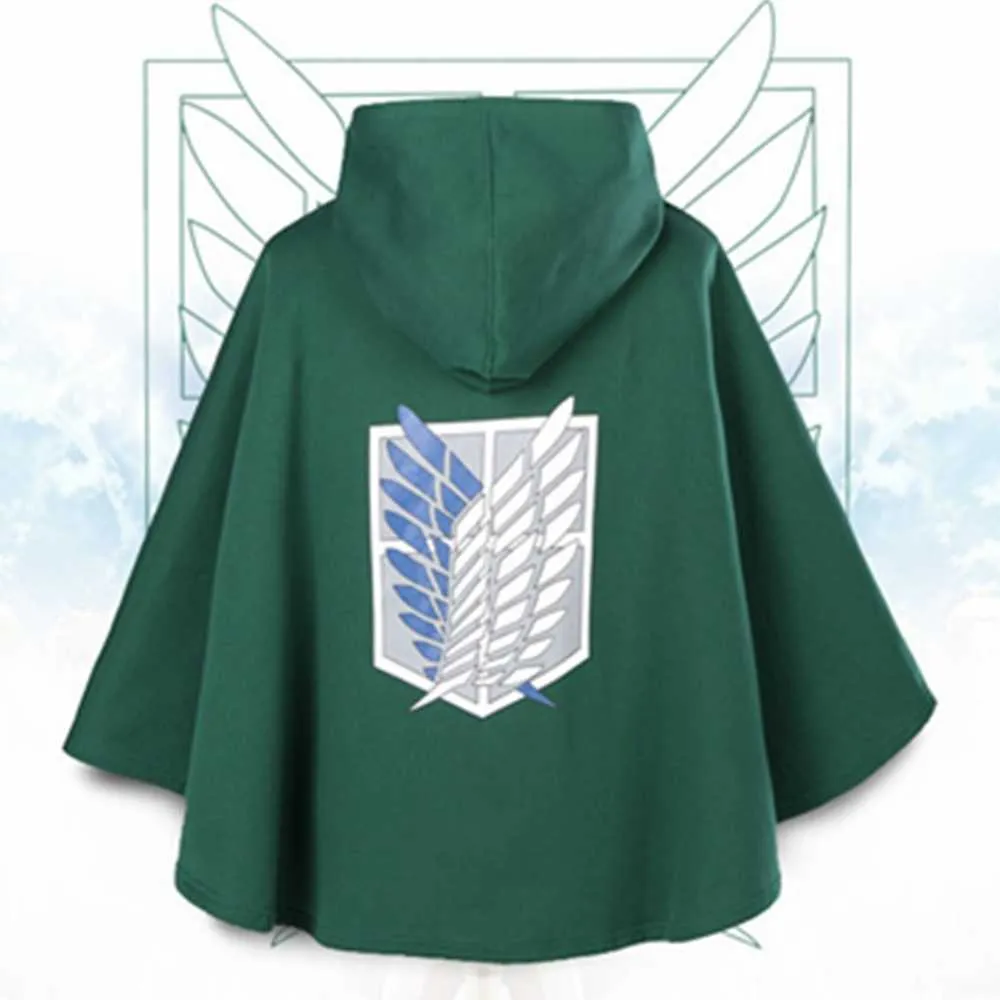 Attacco anime con cappuccio giapponese alla collana di mantello in titano shingek no kyojin scouting legion costume costume posteriore verde Cape Halloween Q1319196