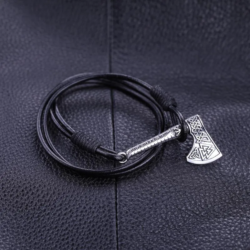 Bracelets de charme Teamer Vintage Argent Couleur Pendentif Bibelot Viking Slave Amulette Épée Hache Symbole Bouclier Bracelet Jewelry291y