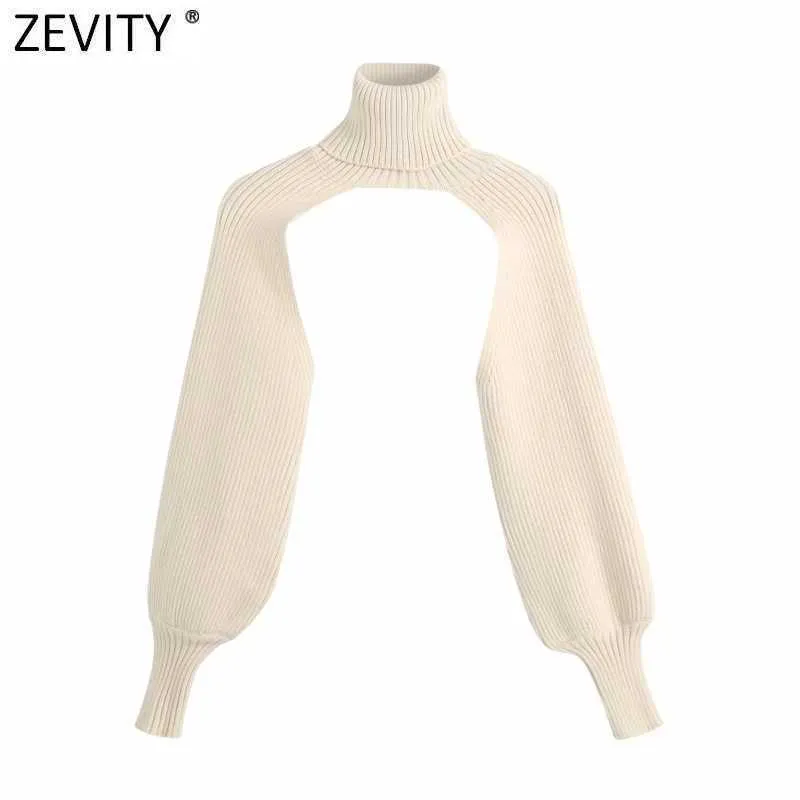 Zevity Frauen Rollkragenkragen Langarm Strickpullover Femme Chic Design Casual Pullover High Street Damen Tops S434 210922